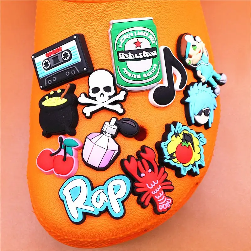 High Quanlity Cartoon Charms Shoes PVC Punk Audio Tape Shoe Decaration Kid's Gift Accessories Perfume Tomato Canned Beer