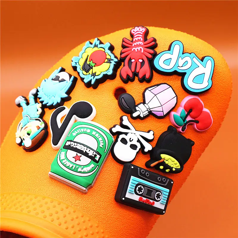 High Quanlity Cartoon Charms Shoes PVC Punk Audio Tape Shoe Decaration Kid's Gift Accessories Perfume Tomato Canned Beer