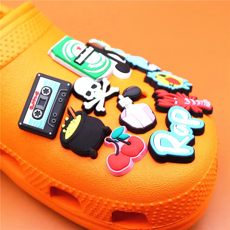 High Quanlity Cartoon Charms Shoes PVC Punk Audio Tape Shoe Decaration Kid's Gift Accessories Perfume Tomato Canned Beer