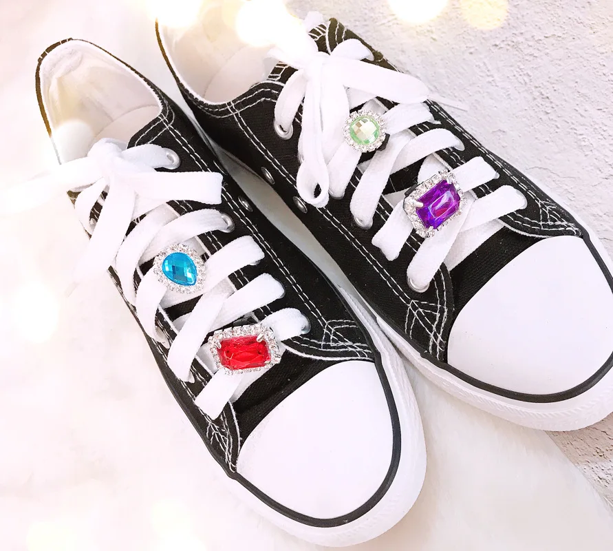 1 Pc Shiny Rhinestone Heart Shoelace Clips Bling Decorative Shoe Charms Buckle Fashion Shoe Accessories for Kids Women Sneakers