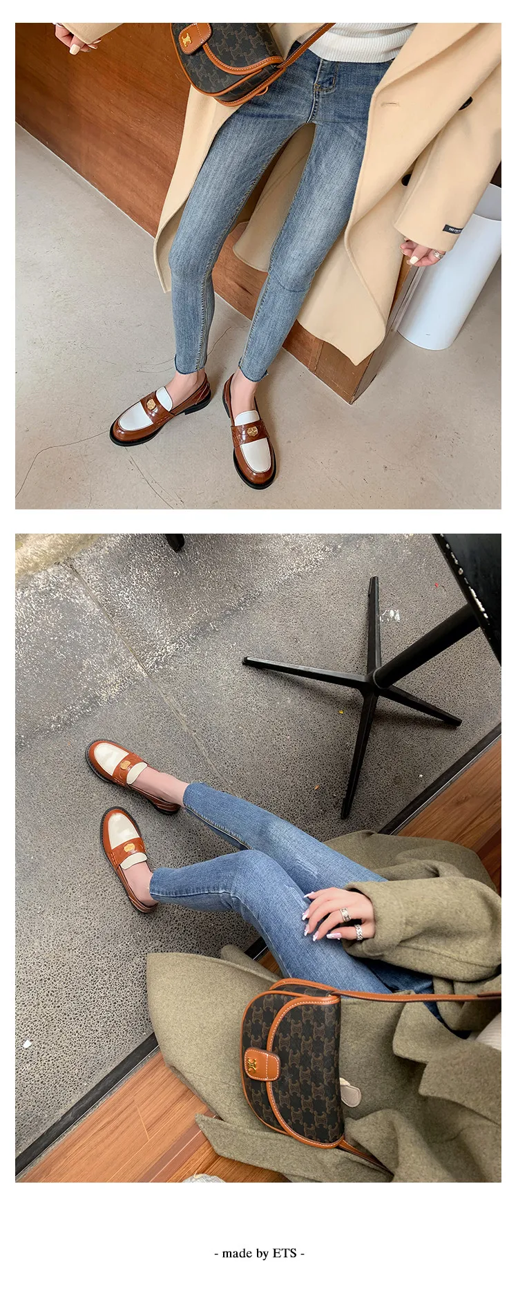 MKKHOU Fashion Loafers New High-Quality Leather Round Toe Color-Blocking Comfortable Low-heeled Women Shoes Daily Light Shoes