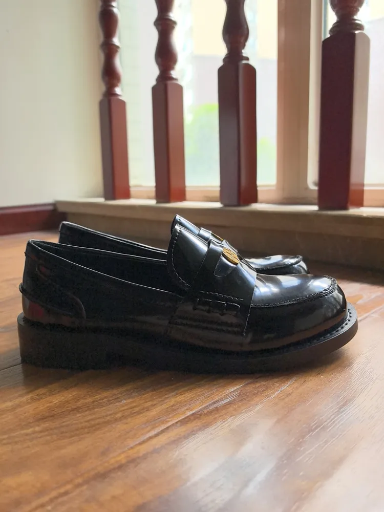MKKHOU Fashion Loafers New High-Quality Leather Round Toe Color-Blocking Comfortable Low-heeled Women Shoes Daily Light Shoes