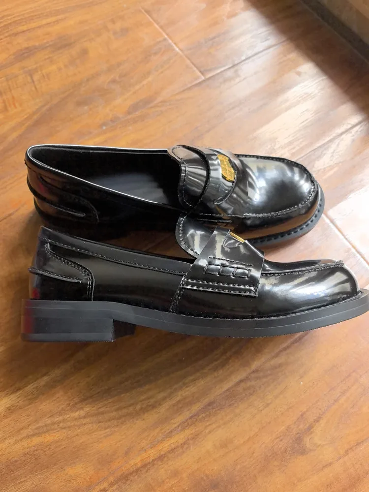 MKKHOU Fashion Loafers New High-Quality Leather Round Toe Color-Blocking Comfortable Low-heeled Women Shoes Daily Light Shoes