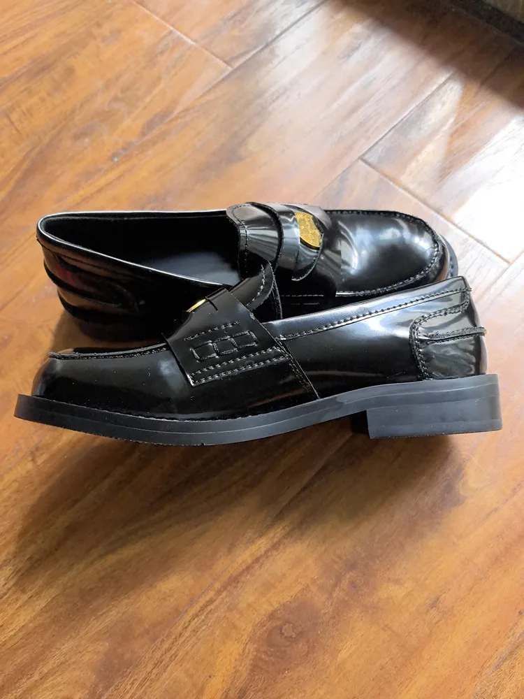 MKKHOU Fashion Loafers New High-Quality Leather Round Toe Color-Blocking Comfortable Low-heeled Women Shoes Daily Light Shoes