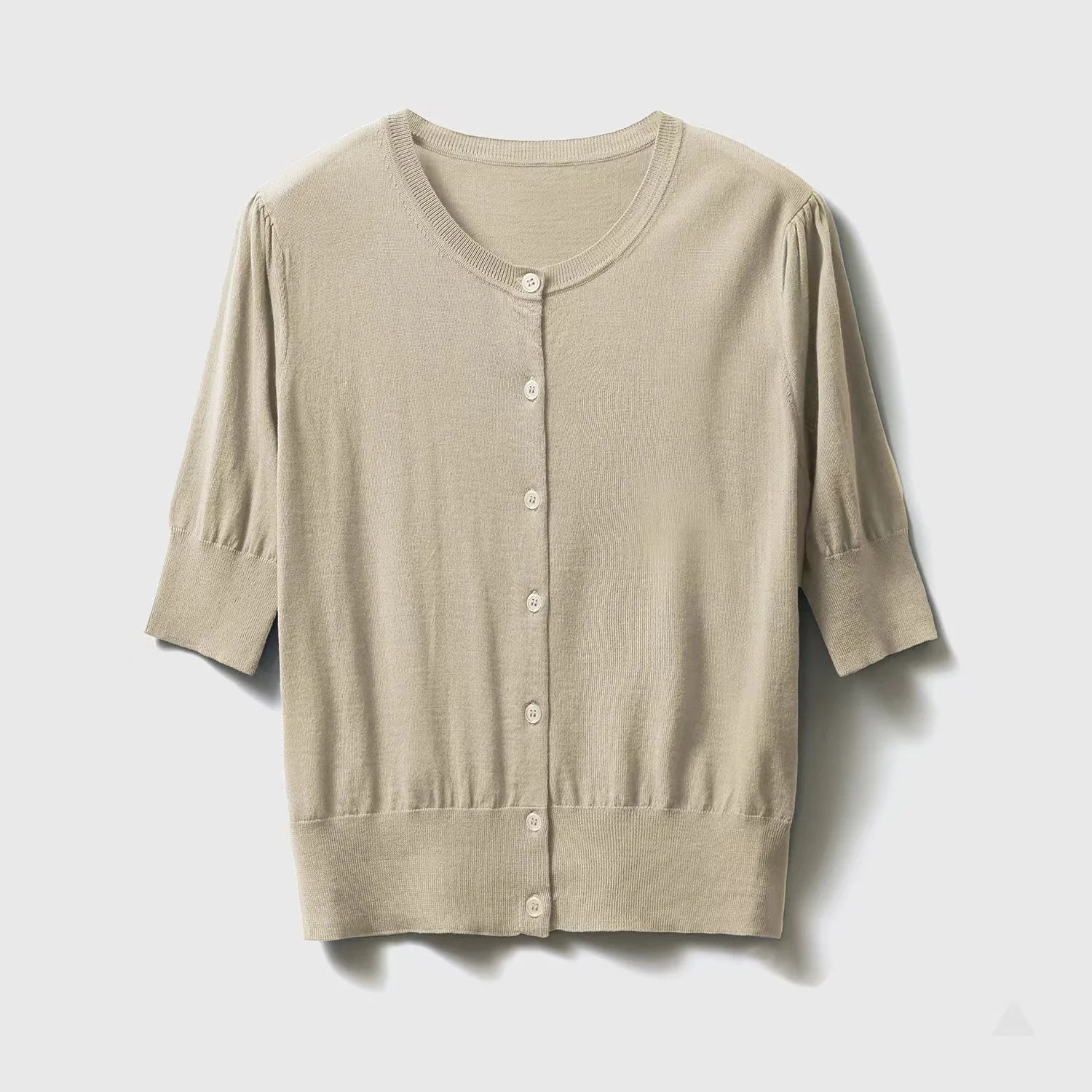 Summer ice silk knit short sleeve cardigan women's new half sleeve T shirt middle sleeve air conditioner jacket loose cotton top
