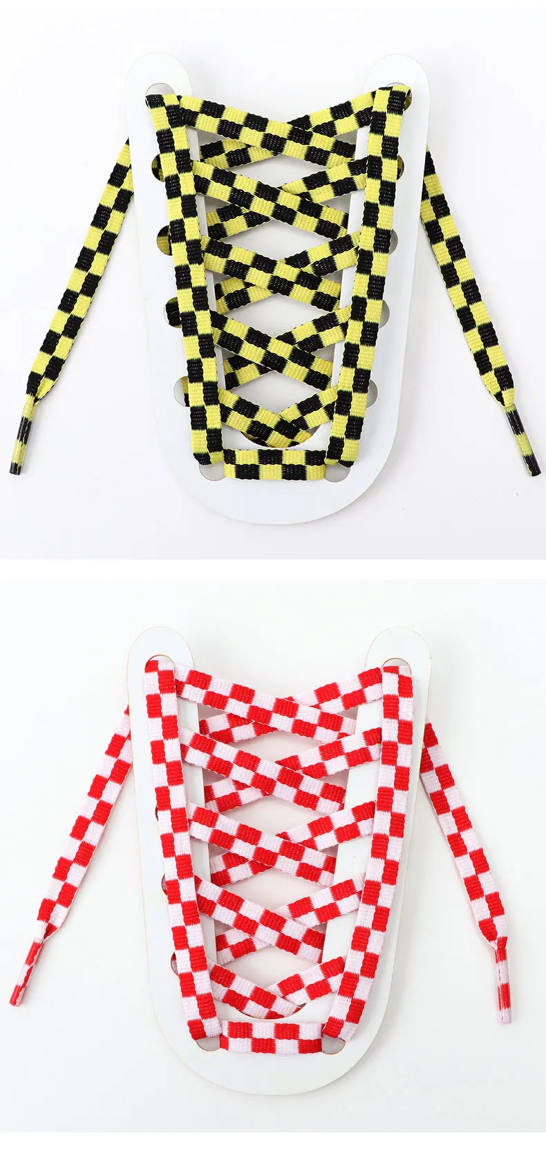 1Pair Black‑White Plaid Checkered Flat Shoelaces Unisex Grid Printed Shoe Laces for Sneakers Casual Shoe Replacement Shoestrings