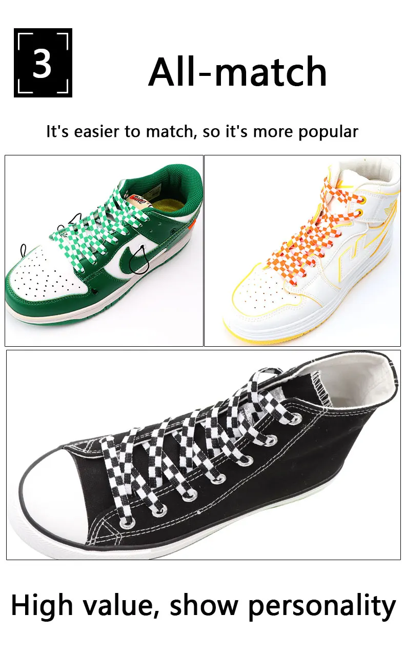 1Pair Black‑White Plaid Checkered Flat Shoelaces Unisex Grid Printed Shoe Laces for Sneakers Casual Shoe Replacement Shoestrings