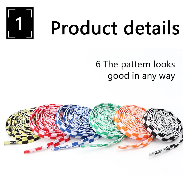 1Pair Black‑White Plaid Checkered Flat Shoelaces Unisex Grid Printed Shoe Laces for Sneakers Casual Shoe Replacement Shoestrings