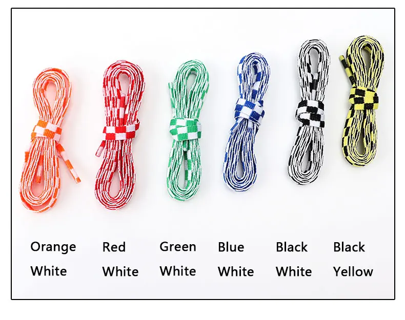 1Pair Black‑White Plaid Checkered Flat Shoelaces Unisex Grid Printed Shoe Laces for Sneakers Casual Shoe Replacement Shoestrings