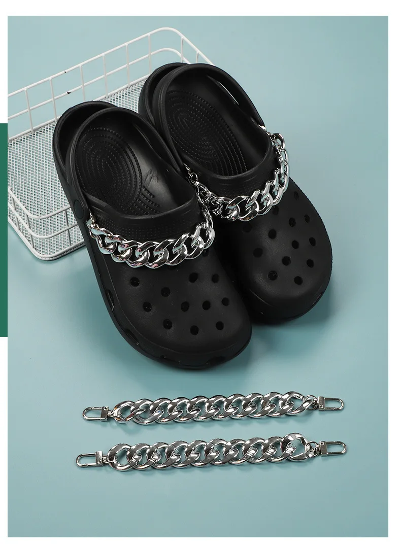 Single Sale chain lace shoes charms rose gold black Accessories for bag clogs shoe Decorations DIY chid kids gifts