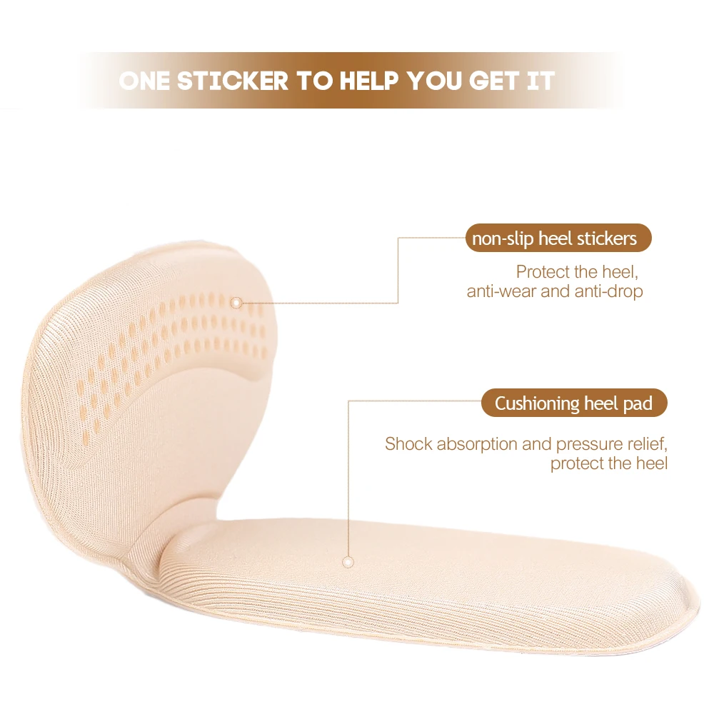 2PCS Heel Stickers Half Insoles for Women Foot Heel Pad Sports Shoe High Heels Back Sticker Pain Relief Protector Cushion Insole