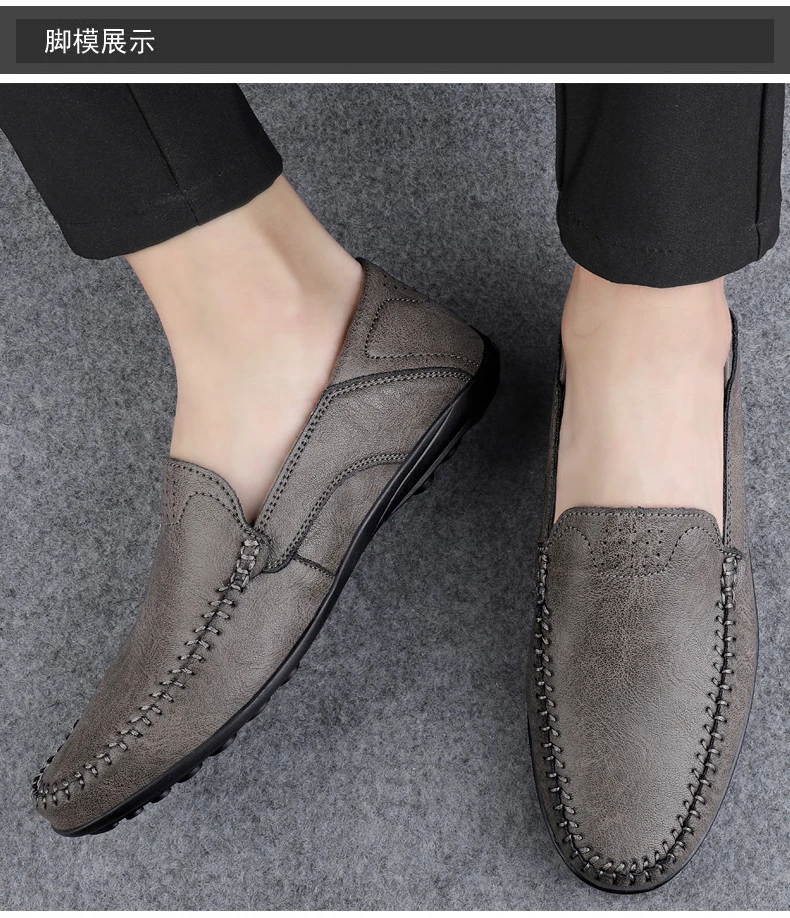 Genuine Leather Men Shoes Casual Formal Mens Loafers Moccasins Luxury Brand Italian Breathable Slip on Male Boat Shoe Size 46 47