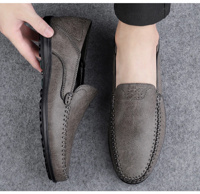 Genuine Leather Men Shoes Casual Formal Mens Loafers Moccasins Luxury Brand Italian Breathable Slip on Male Boat Shoe Size 46 47