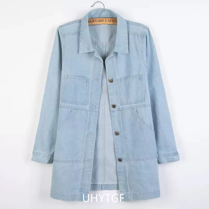 UHYTGF 2023 6XL Denim Vest Women Jacket Single Breasted Sleeveless Autumn Winter Jeans Waistcoat Female Vintage Cowboy Coat 2482