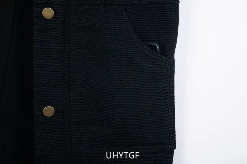 UHYTGF 2023 6XL Denim Vest Women Jacket Single Breasted Sleeveless Autumn Winter Jeans Waistcoat Female Vintage Cowboy Coat 2482