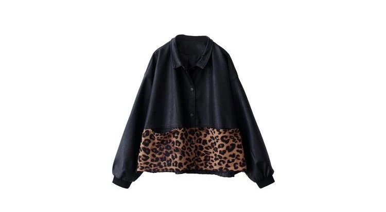 Amax luluE 2024 Autumn Fashion Leopard Biker Clothes Womens Vintage Loose Faux Leather Jackets Ladies Casual Punk Black Pu Coats