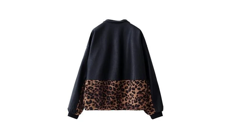 Amax luluE 2024 Autumn Fashion Leopard Biker Clothes Womens Vintage Loose Faux Leather Jackets Ladies Casual Punk Black Pu Coats