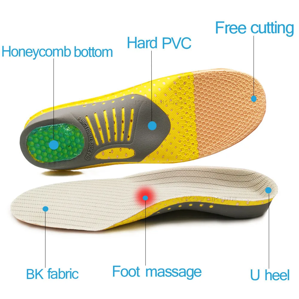 KOTLIKOFF Premium Orthopedic Insoles For Feet High Arch Support Flat Foot Insole Health Sole Pad For Shoes Foot Massager Insert
