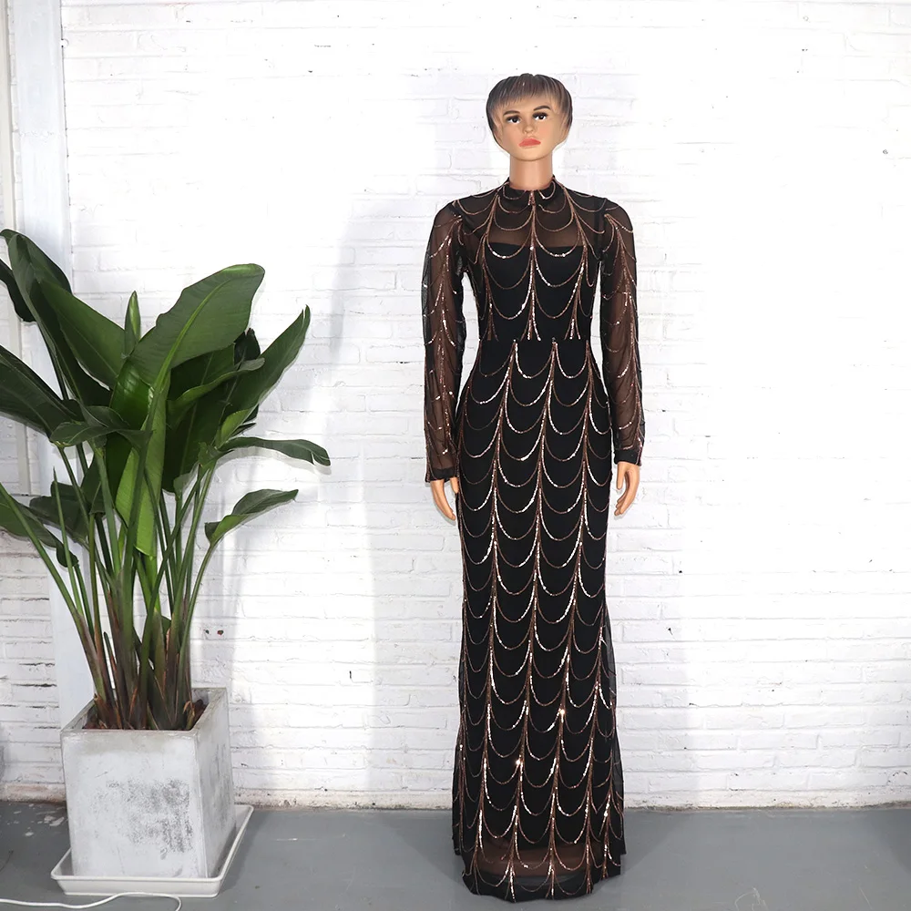 African Dress Stretch Bead 2021 Long Sleeve Dress Sexy Dress Summer Dress Dresses + Strap Dress Fishtail Skirt