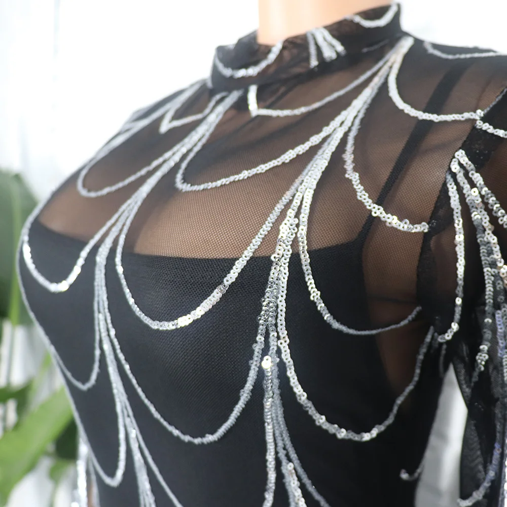 African Dress Stretch Bead 2021 Long Sleeve Dress Sexy Dress Summer Dress Dresses + Strap Dress Fishtail Skirt