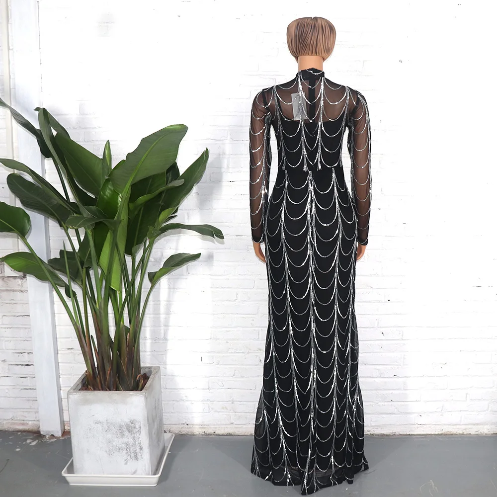 African Dress Stretch Bead 2021 Long Sleeve Dress Sexy Dress Summer Dress Dresses + Strap Dress Fishtail Skirt