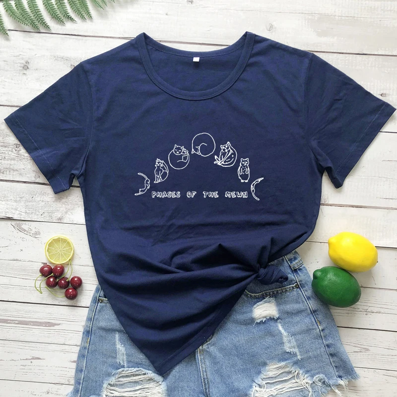 Phases Of The Mewn T-shirt Funny Cat Mom Gift Tshirt Cute Cat Moon Phases Hippie Tee Shirt Top