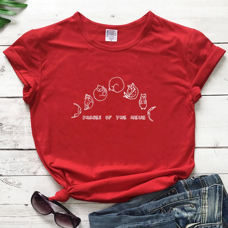 Phases Of The Mewn T-shirt Funny Cat Mom Gift Tshirt Cute Cat Moon Phases Hippie Tee Shirt Top