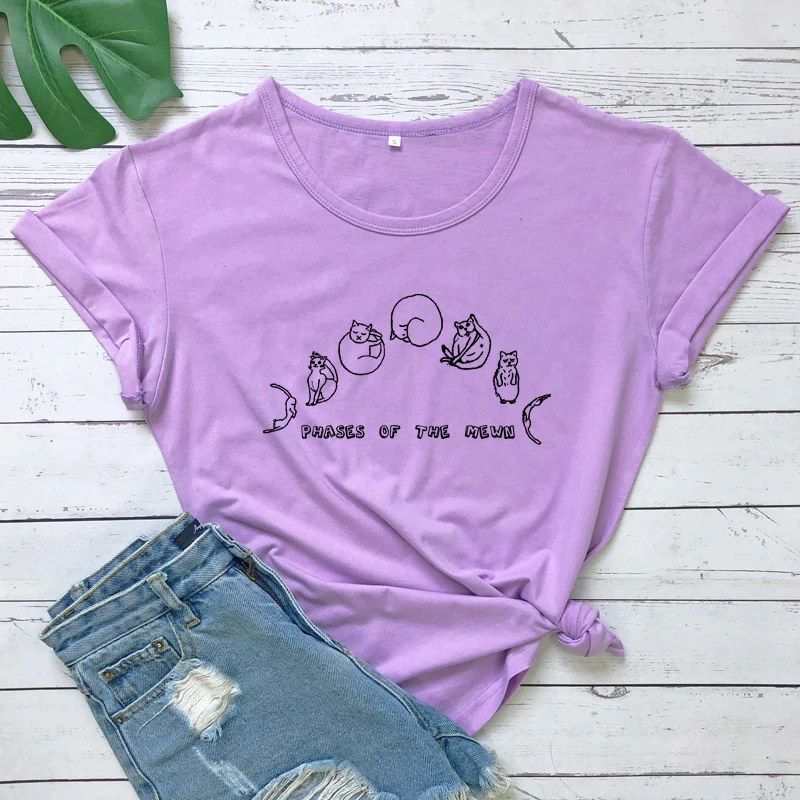 Phases Of The Mewn T-shirt Funny Cat Mom Gift Tshirt Cute Cat Moon Phases Hippie Tee Shirt Top
