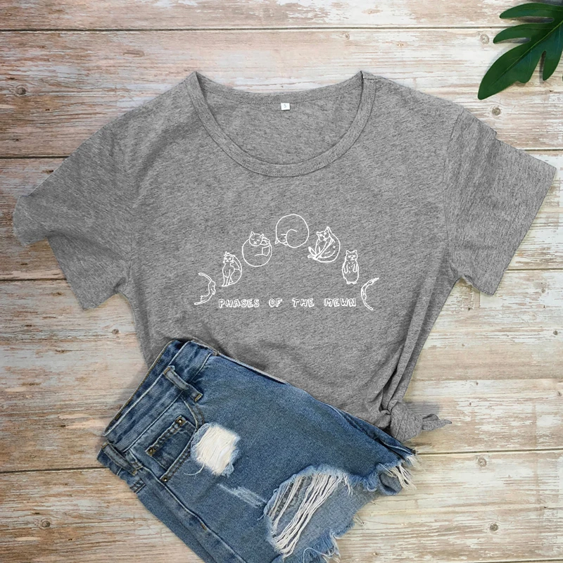 Phases Of The Mewn T-shirt Funny Cat Mom Gift Tshirt Cute Cat Moon Phases Hippie Tee Shirt Top