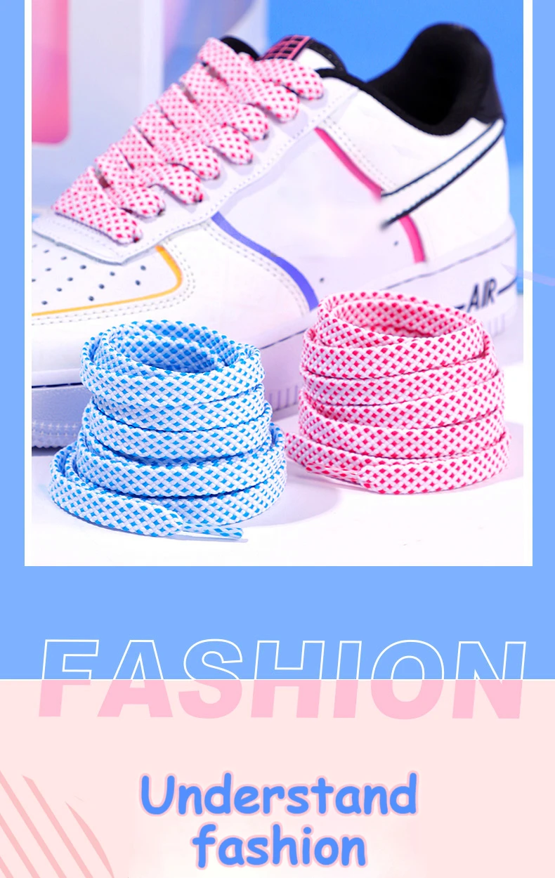 Flat Shoelace Women's Ins Small White Shoes Contrast Color Matching Laces Rope Flat Personality AF1 Men's Sports 100/120/140CM