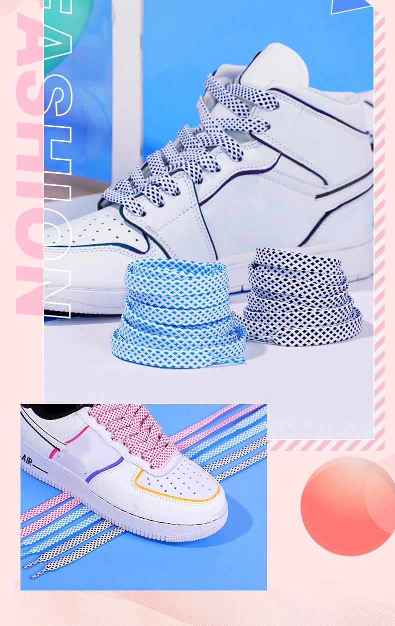 Flat Shoelace Women's Ins Small White Shoes Contrast Color Matching Laces Rope Flat Personality AF1 Men's Sports 100/120/140CM