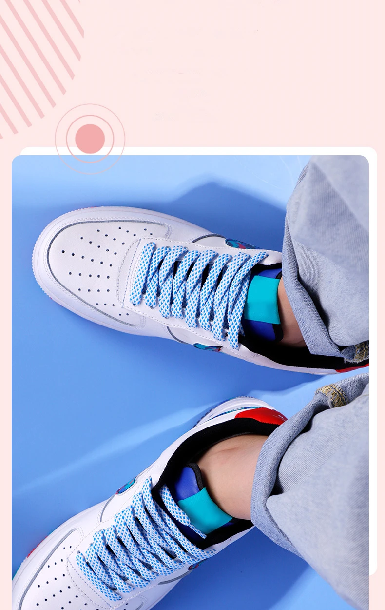 Flat Shoelace Women's Ins Small White Shoes Contrast Color Matching Laces Rope Flat Personality AF1 Men's Sports 100/120/140CM