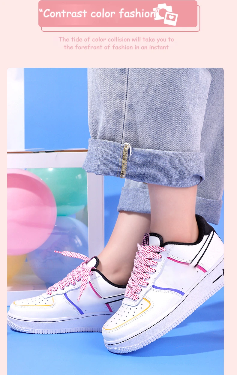 Flat Shoelace Women's Ins Small White Shoes Contrast Color Matching Laces Rope Flat Personality AF1 Men's Sports 100/120/140CM