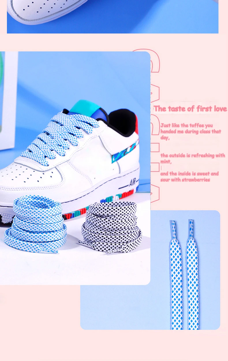 Flat Shoelace Women's Ins Small White Shoes Contrast Color Matching Laces Rope Flat Personality AF1 Men's Sports 100/120/140CM