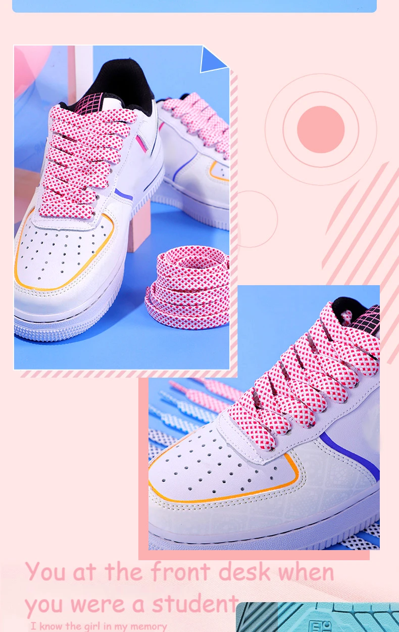 Flat Shoelace Women's Ins Small White Shoes Contrast Color Matching Laces Rope Flat Personality AF1 Men's Sports 100/120/140CM