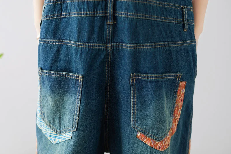 Amax luluE 2024 Fashion Style Spring Female Vintage Patchwork Overalls Womens Ripped Denim Trousers Ladies Loose Bleached jeans