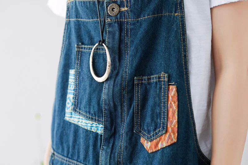 Amax luluE 2024 Fashion Style Spring Female Vintage Patchwork Overalls Womens Ripped Denim Trousers Ladies Loose Bleached jeans