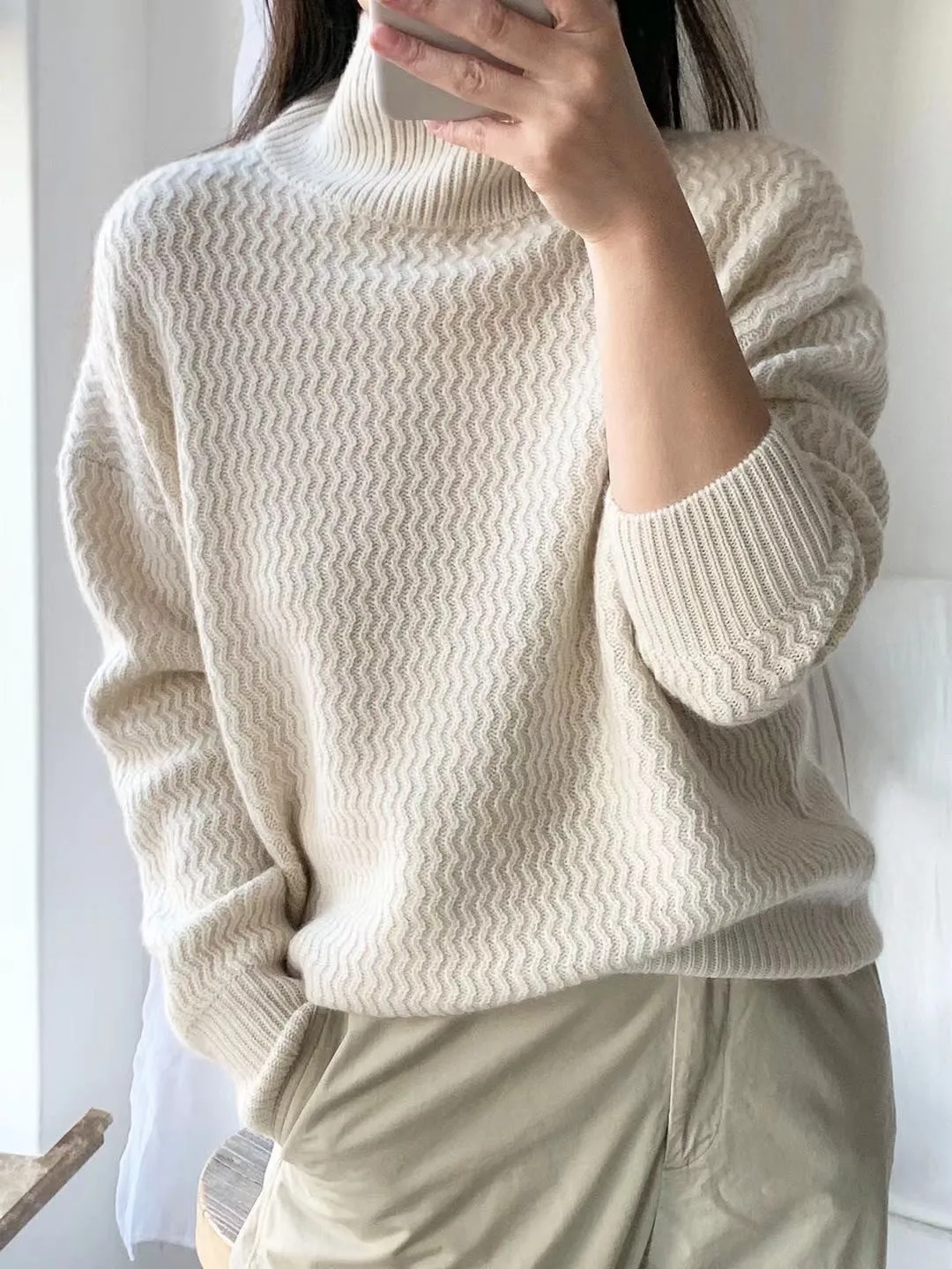 Women Turtleneck Cashmere Sweater Autumn Winter Sloid Color Knitted Jumper Female Casual    Jacquard TurtleneckSweaters 2021