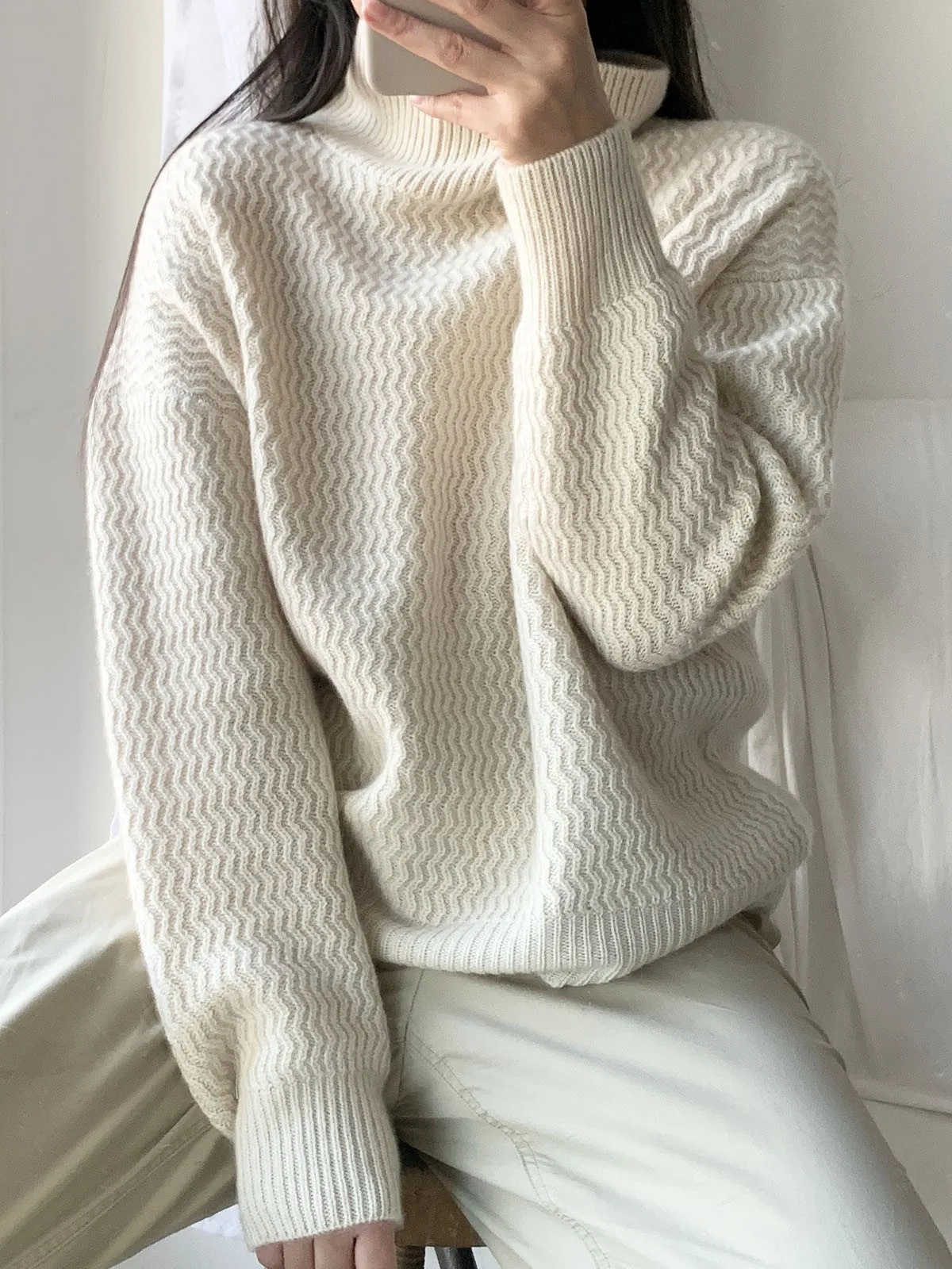 Women Turtleneck Cashmere Sweater Autumn Winter Sloid Color Knitted Jumper Female Casual    Jacquard TurtleneckSweaters 2021