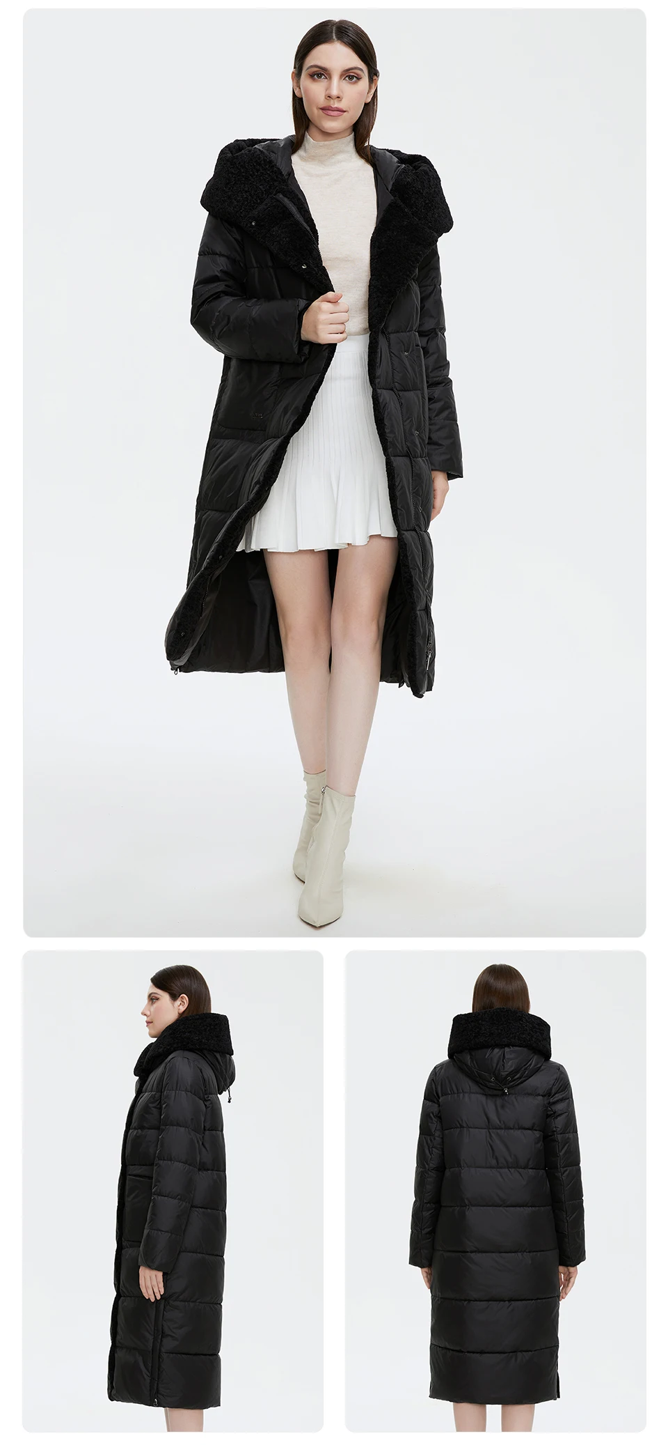GASMAN 2022 Women's Winter Jacket Long Faux fur sheep curl Designer Female Coat Windproof Hat Big pocket Women's jacket 81716