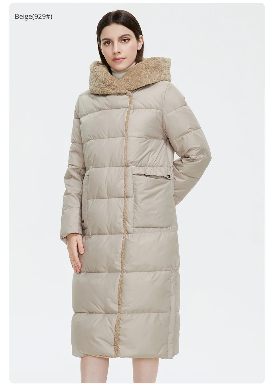 GASMAN 2022 Women's Winter Jacket Long Faux fur sheep curl Designer Female Coat Windproof Hat Big pocket Women's jacket 81716