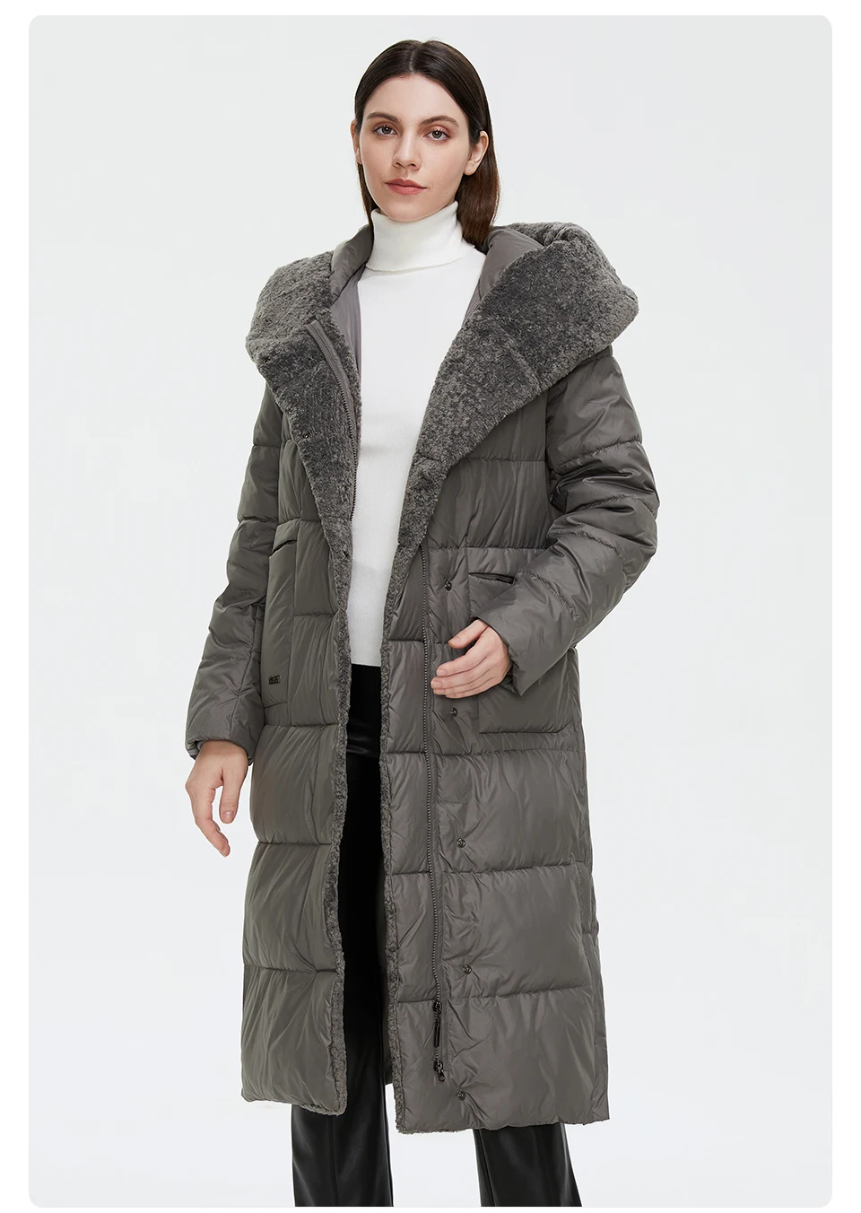 GASMAN 2022 Women's Winter Jacket Long Faux fur sheep curl Designer Female Coat Windproof Hat Big pocket Women's jacket 81716