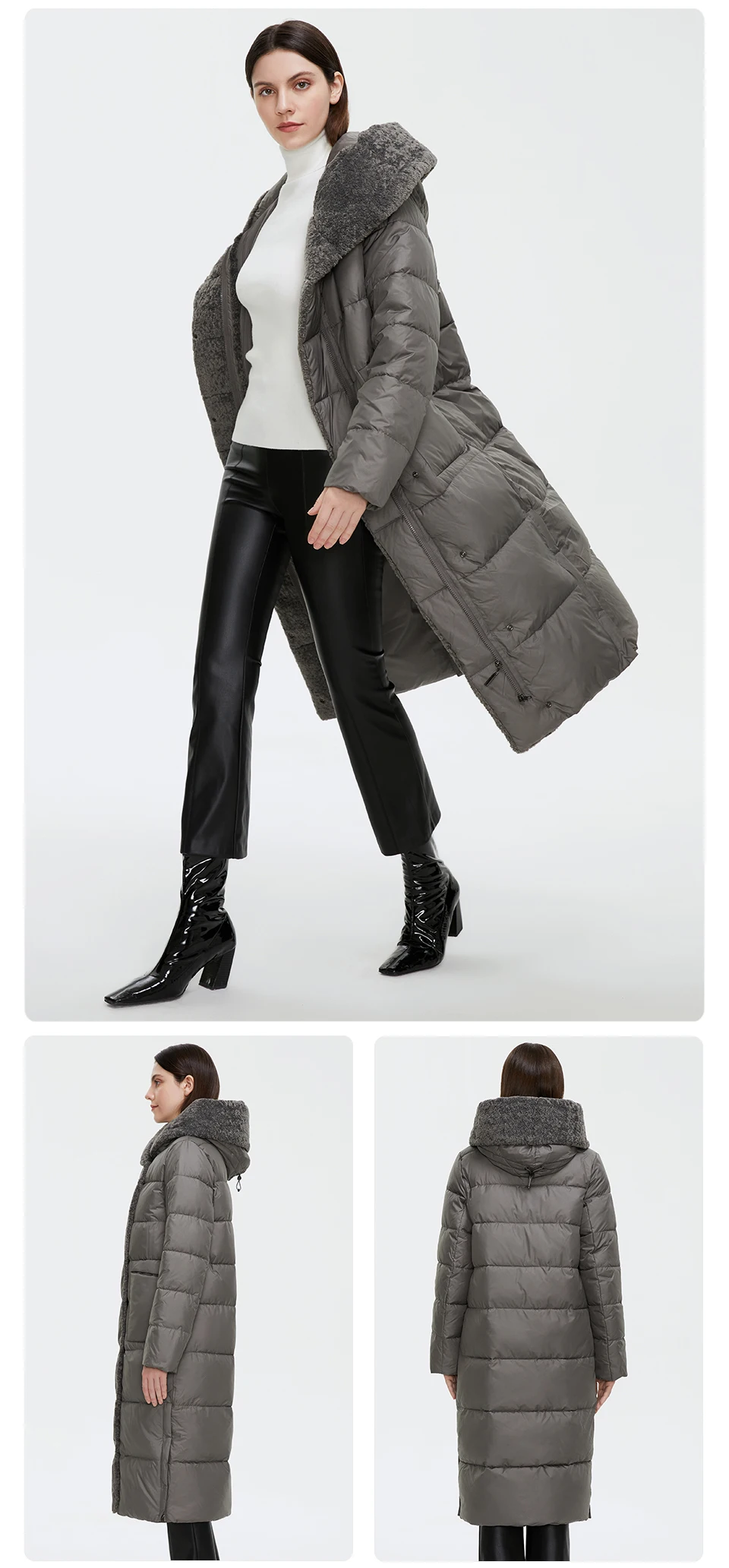 GASMAN 2022 Women's Winter Jacket Long Faux fur sheep curl Designer Female Coat Windproof Hat Big pocket Women's jacket 81716