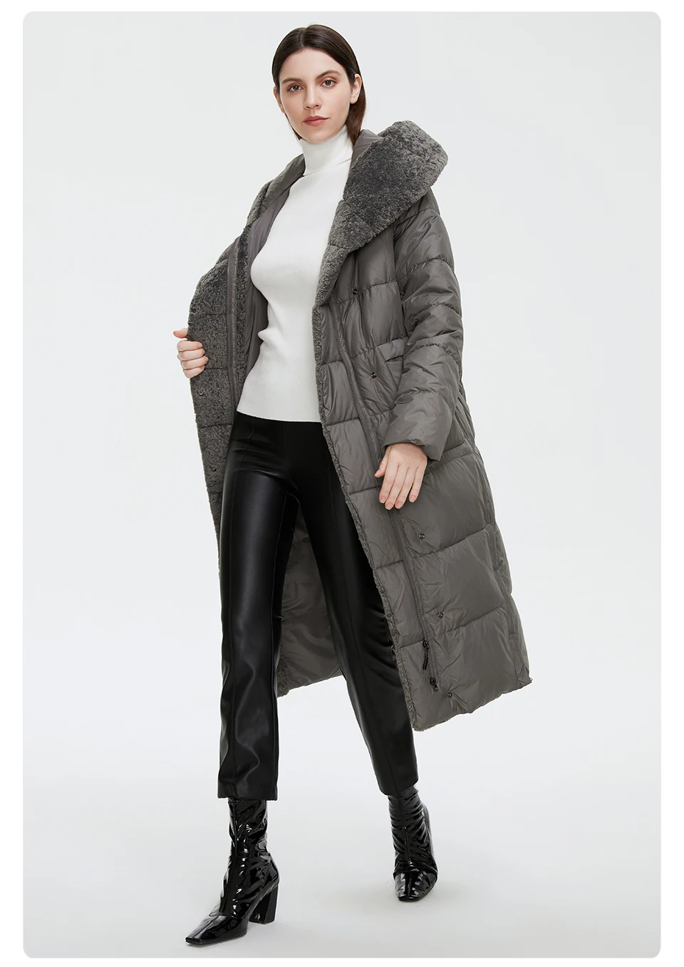 GASMAN 2022 Women's Winter Jacket Long Faux fur sheep curl Designer Female Coat Windproof Hat Big pocket Women's jacket 81716