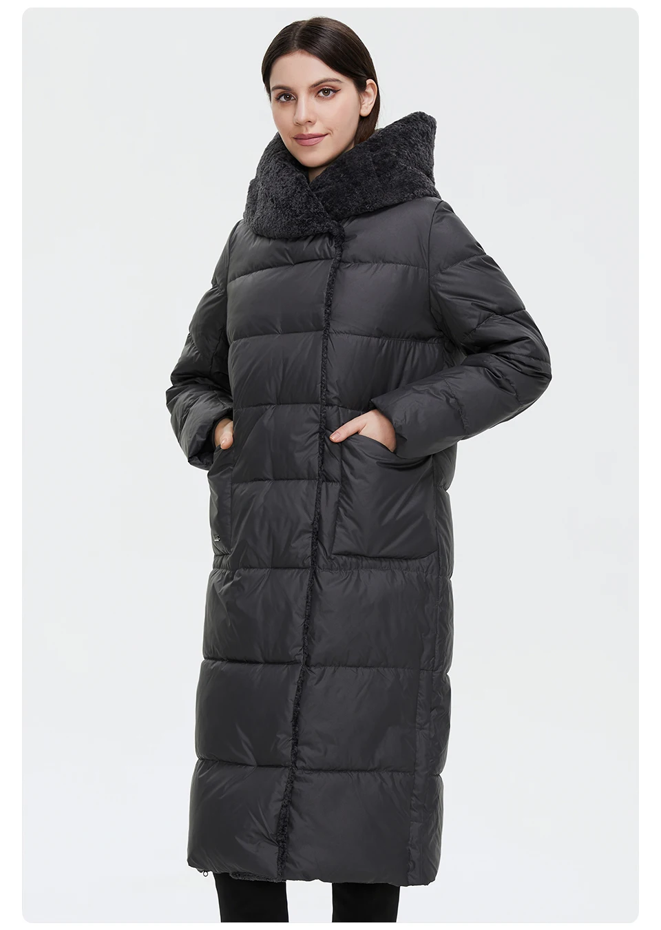GASMAN 2022 Women's Winter Jacket Long Faux fur sheep curl Designer Female Coat Windproof Hat Big pocket Women's jacket 81716