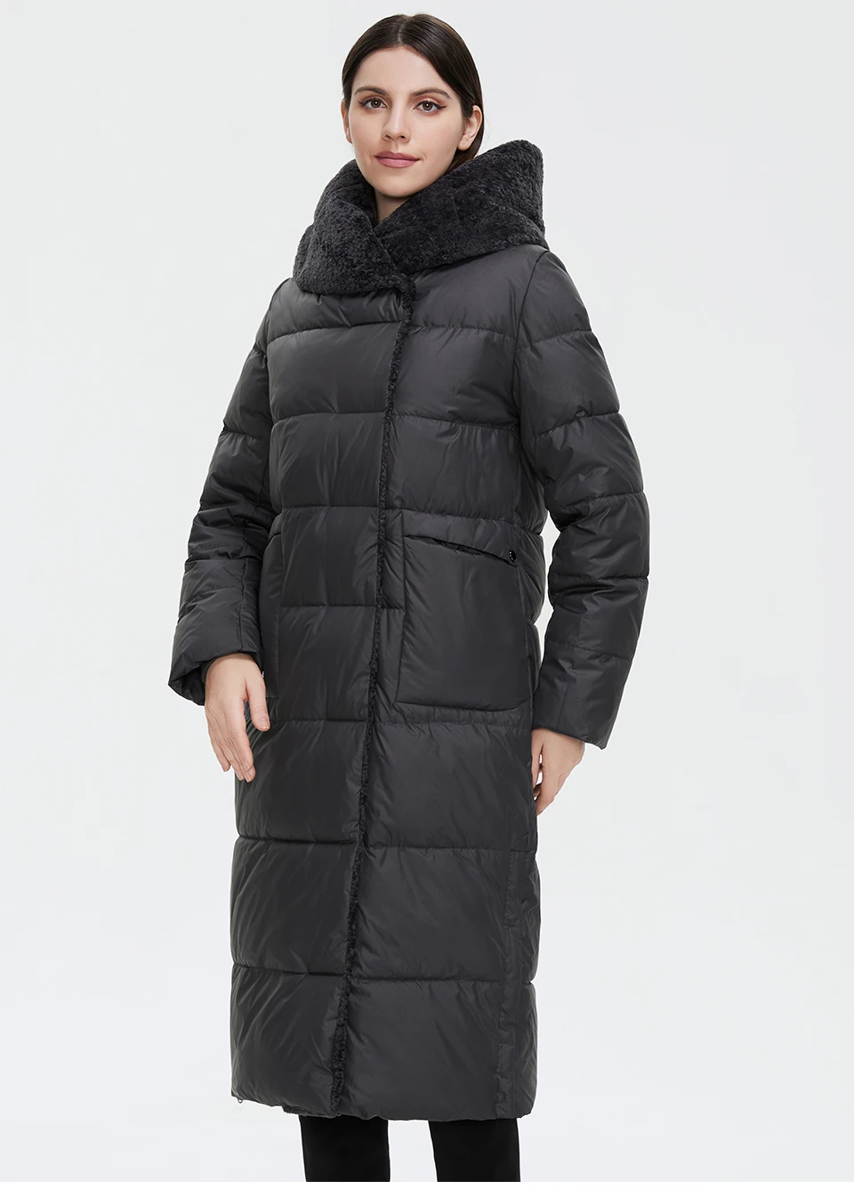 GASMAN 2022 Women's Winter Jacket Long Faux fur sheep curl Designer Female Coat Windproof Hat Big pocket Women's jacket 81716