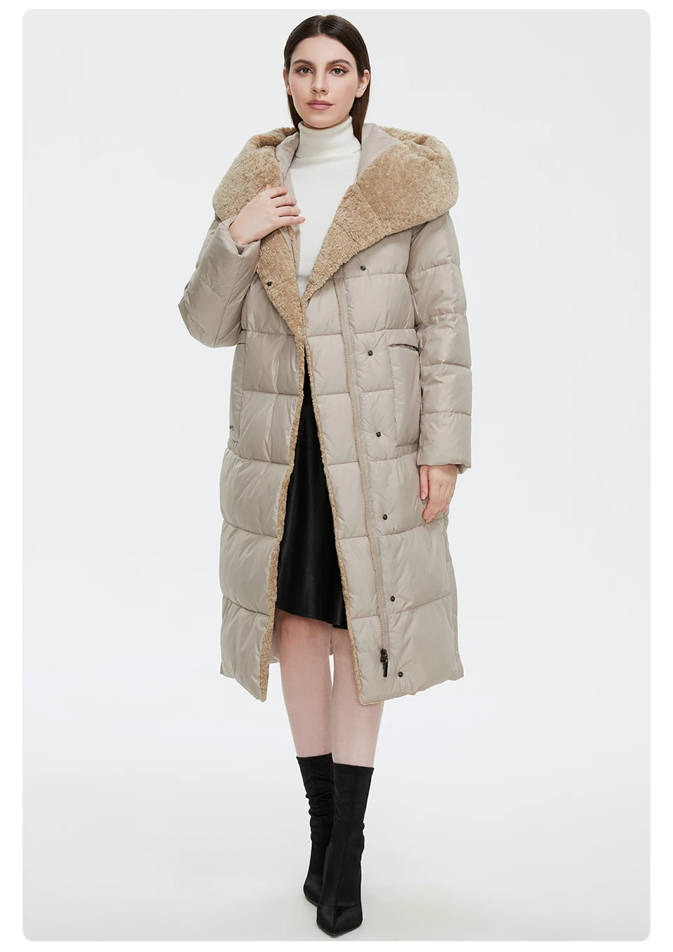 GASMAN 2022 Women's Winter Jacket Long Faux fur sheep curl Designer Female Coat Windproof Hat Big pocket Women's jacket 81716