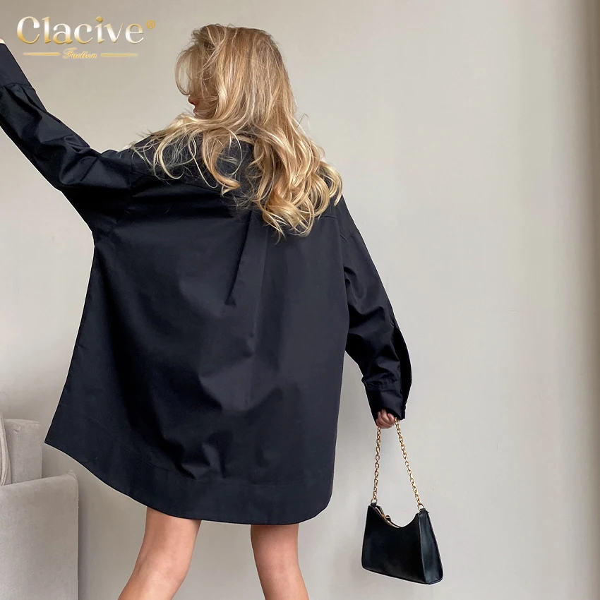Clacive White Loose Lapel Women'S Shirt 2021 Autumn Long Sleeve Fashion Blouses Casual Office Single-Breasted Shirts Top Woman