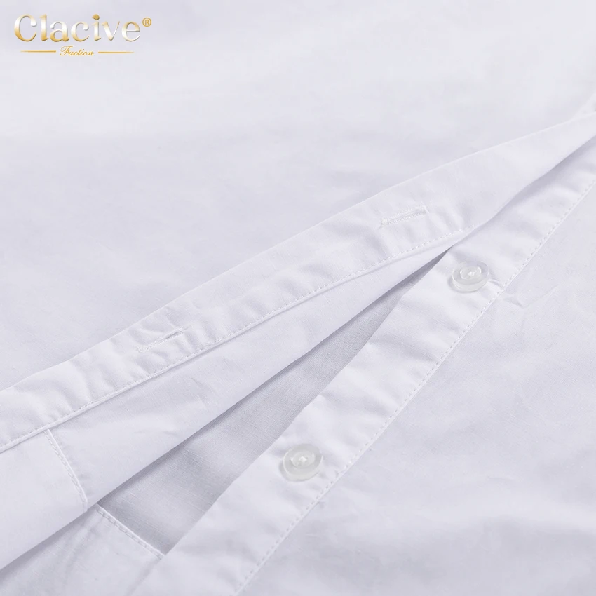 Clacive White Loose Lapel Women'S Shirt 2021 Autumn Long Sleeve Fashion Blouses Casual Office Single-Breasted Shirts Top Woman