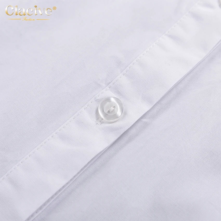 Clacive White Loose Lapel Women'S Shirt 2021 Autumn Long Sleeve Fashion Blouses Casual Office Single-Breasted Shirts Top Woman
